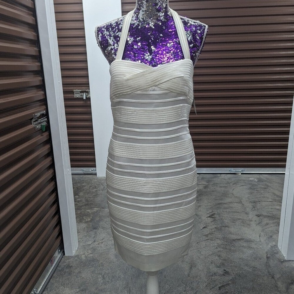 Suzi Chin for Maggy Boutique Size 8 Cream Bodycon Dress Pin Up